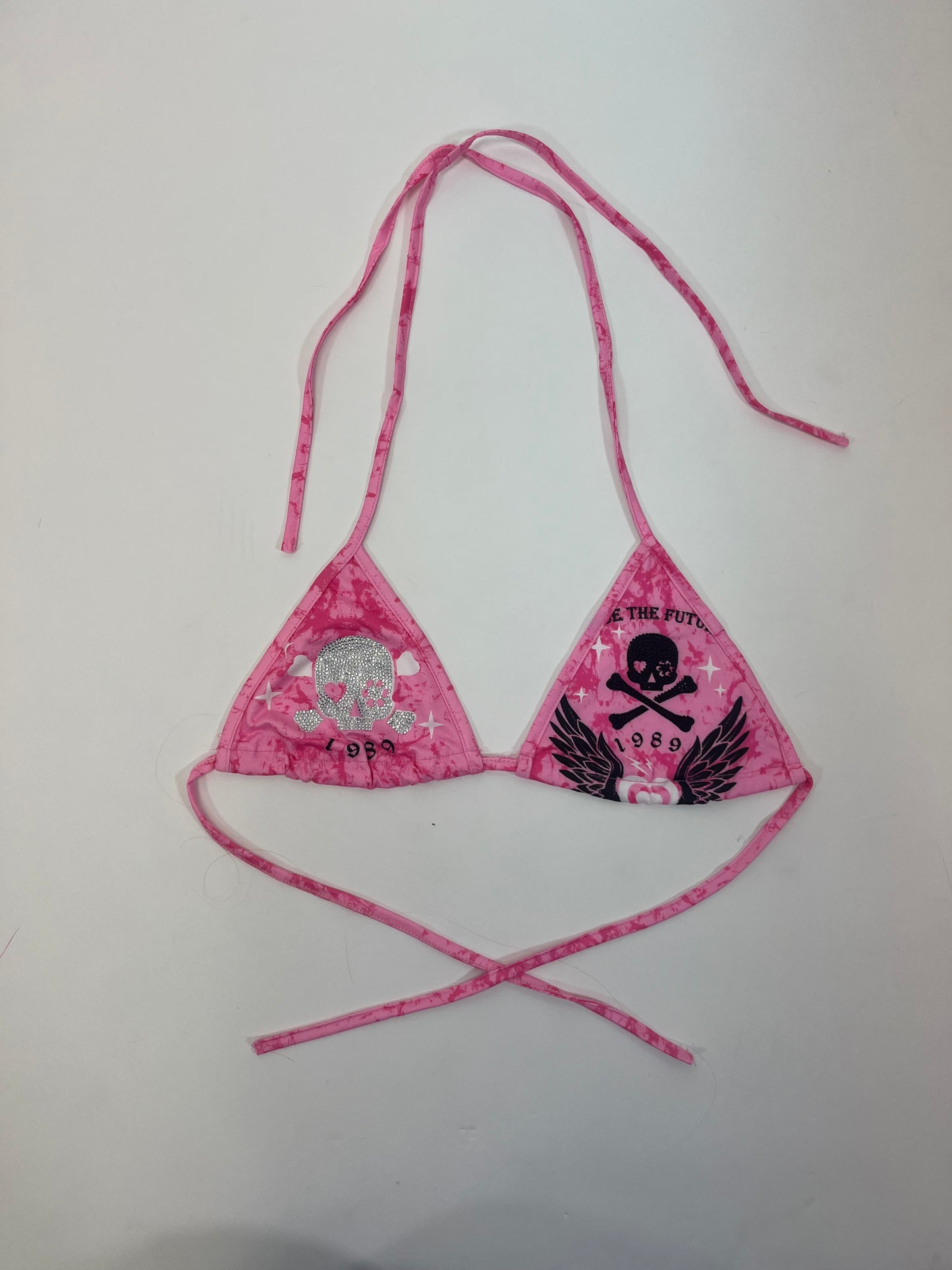 pink + skulls bra