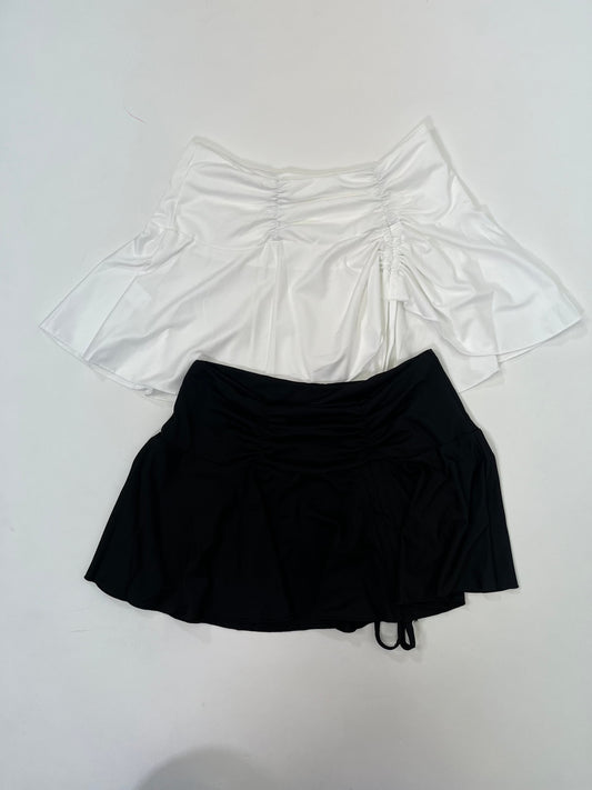 ruched mini skirt