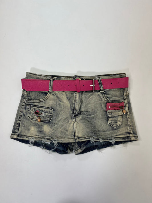 belted denim skort